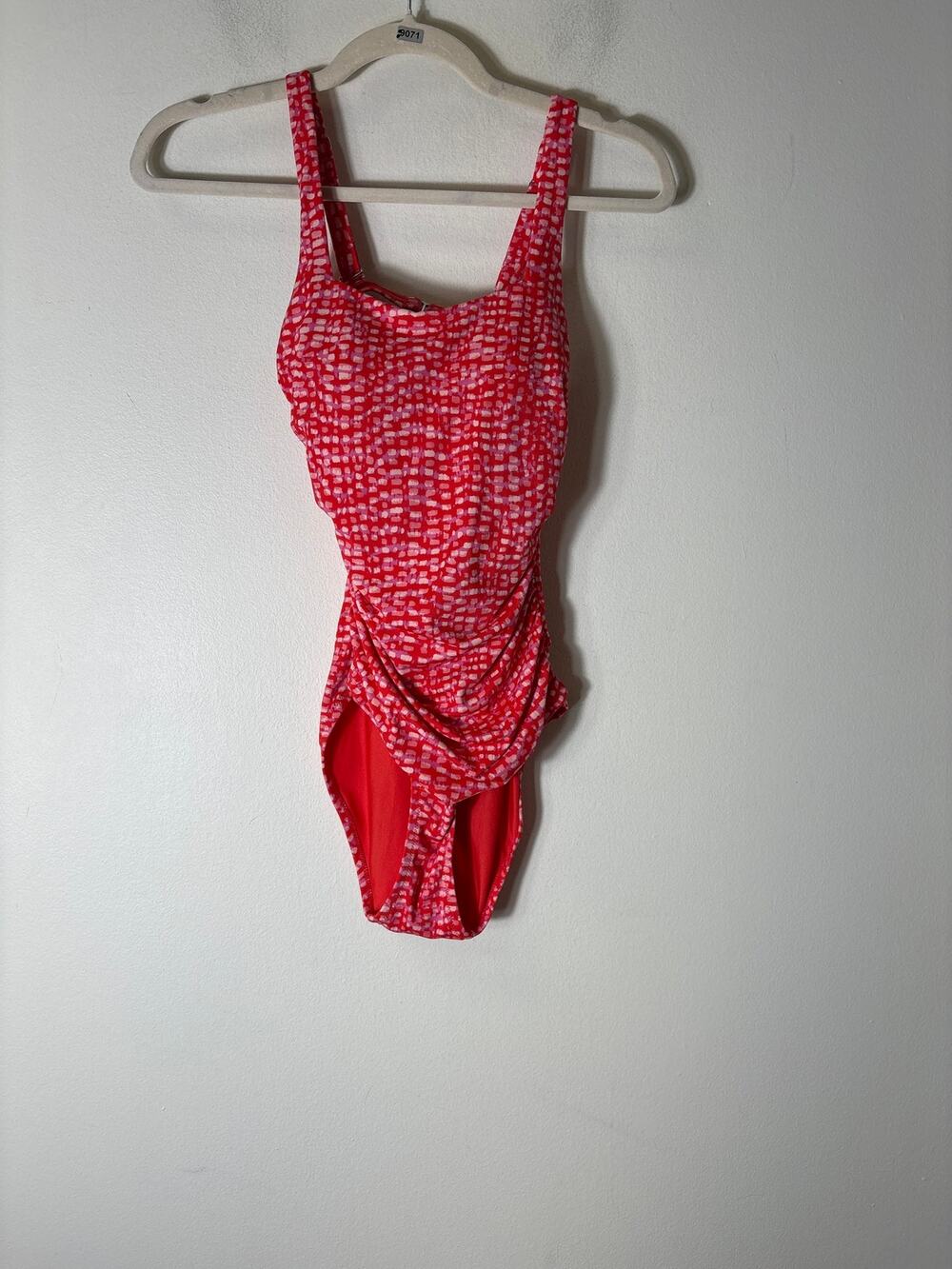 NWOT Athleta Red Pink Side Ruched One Piece Bathing Suit Sz XS